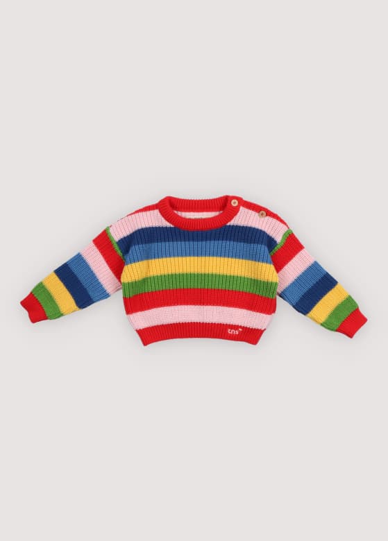 The New Society / Canela Baby Jumper Tulip Red Multicolor Stripes
