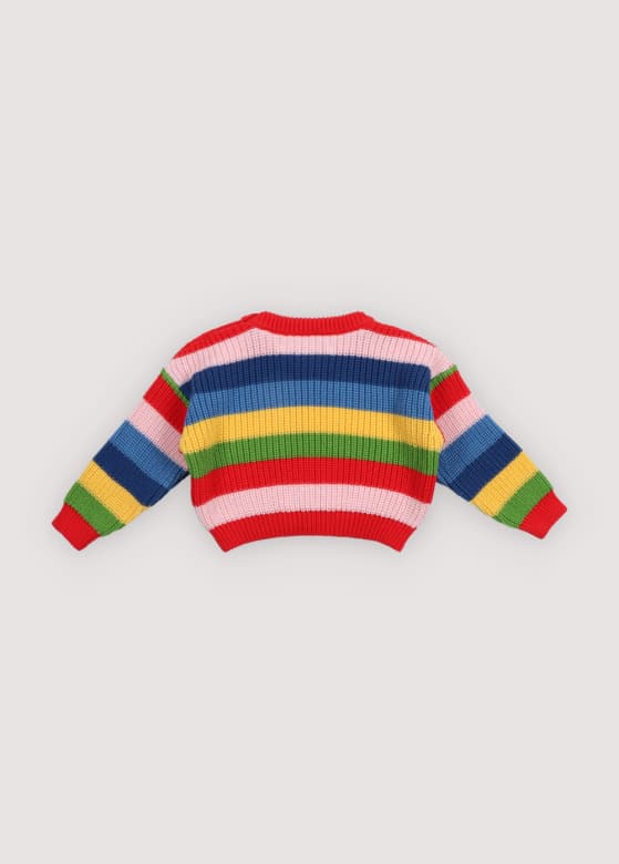 The New Society / Canela Baby Jumper Tulip Red Multicolor Stripes — billede 3