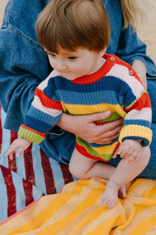 The New Society / Canela Baby Jumper Tulip Red Multicolor Stripes — billede 2