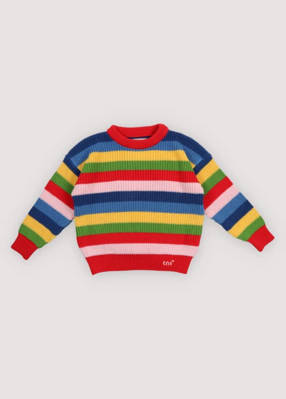The New Society / Canela Jumper Tulip Red Multicolor Stripes — billede 2