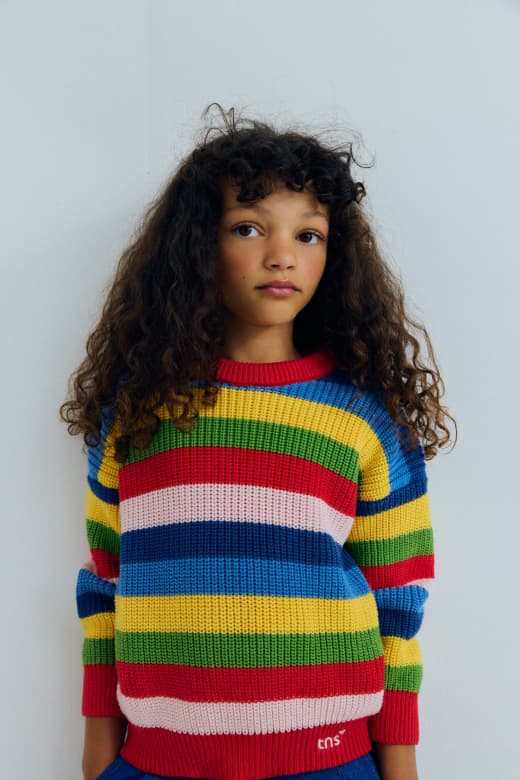 The New Society / Canela Jumper Tulip Red Multicolor Stripes