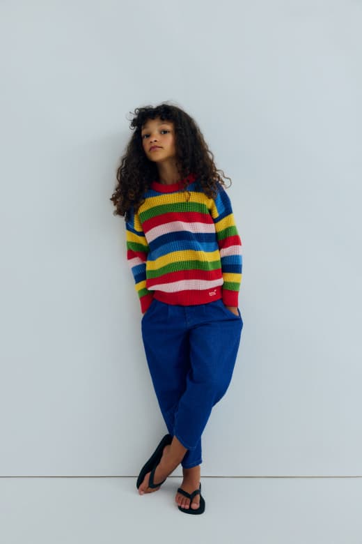 The New Society / Canela Jumper Tulip Red Multicolor Stripes — billede 4
