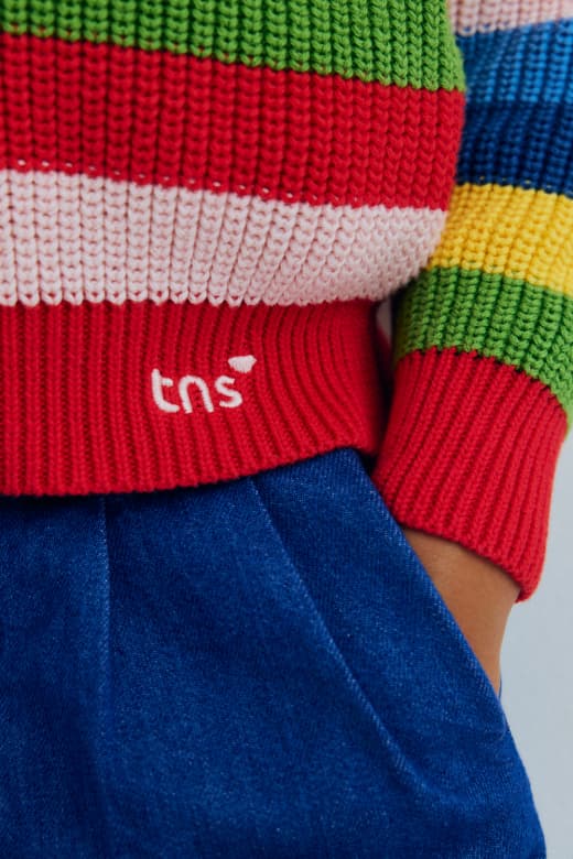 The New Society / Canela Jumper Tulip Red Multicolor Stripes — billede 5
