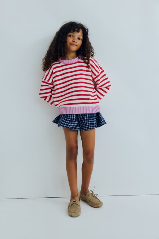 The New Society / Marigold Jumper Tulip Red & Pink Lavander Stripes — billede 5