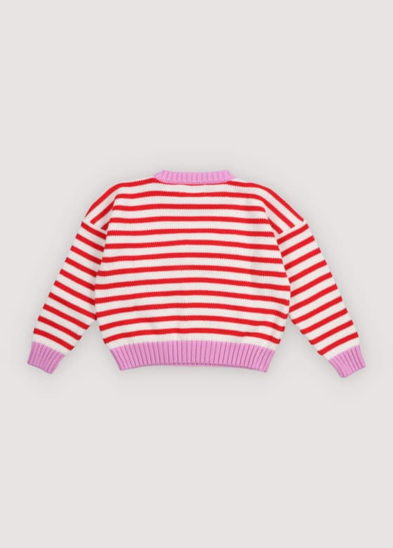 The New Society / Marigold Jumper Tulip Red & Pink Lavander Stripes — billede 2