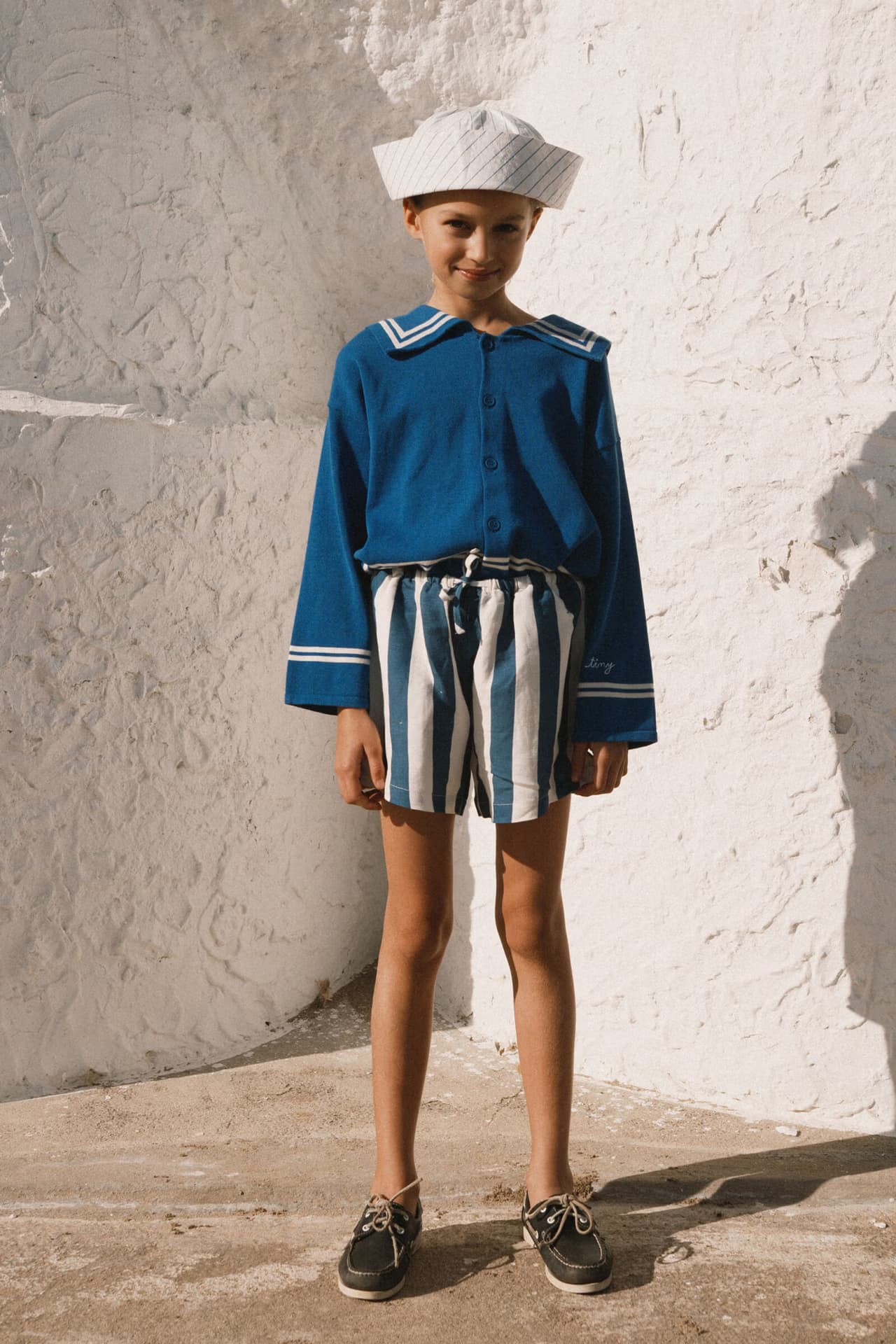 Tinycottons / Light Navy Stripes Shorts — billede 2
