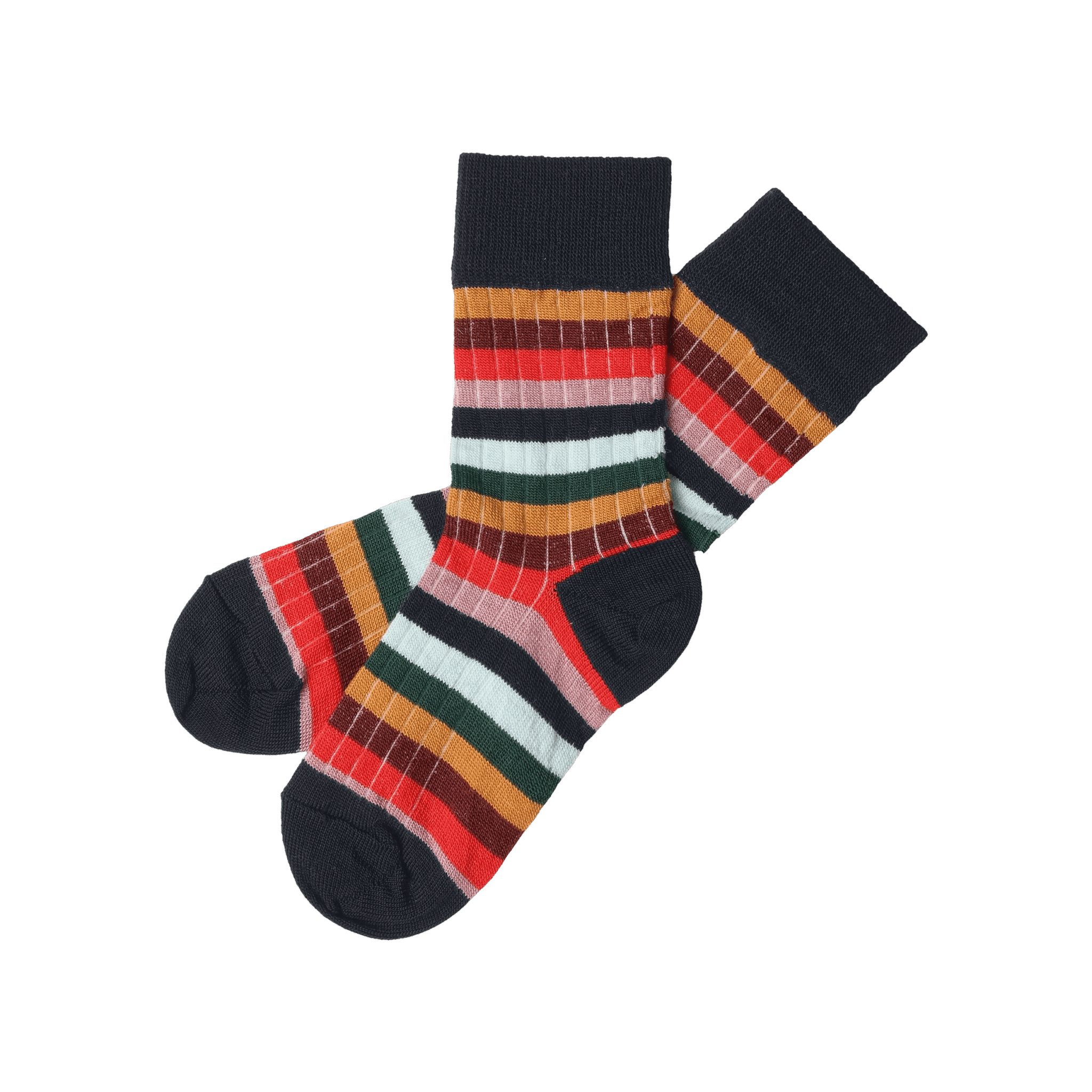 FUB / Stribede Uld strømper / Dark Navy Multi Striber