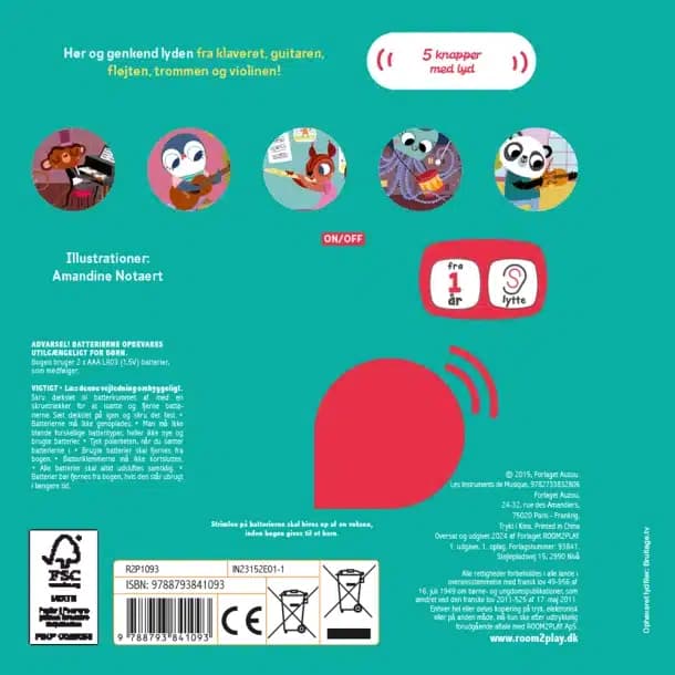 Forlaget Room2play / Pegebog med lyd / Musikinstrumenter — billede 2