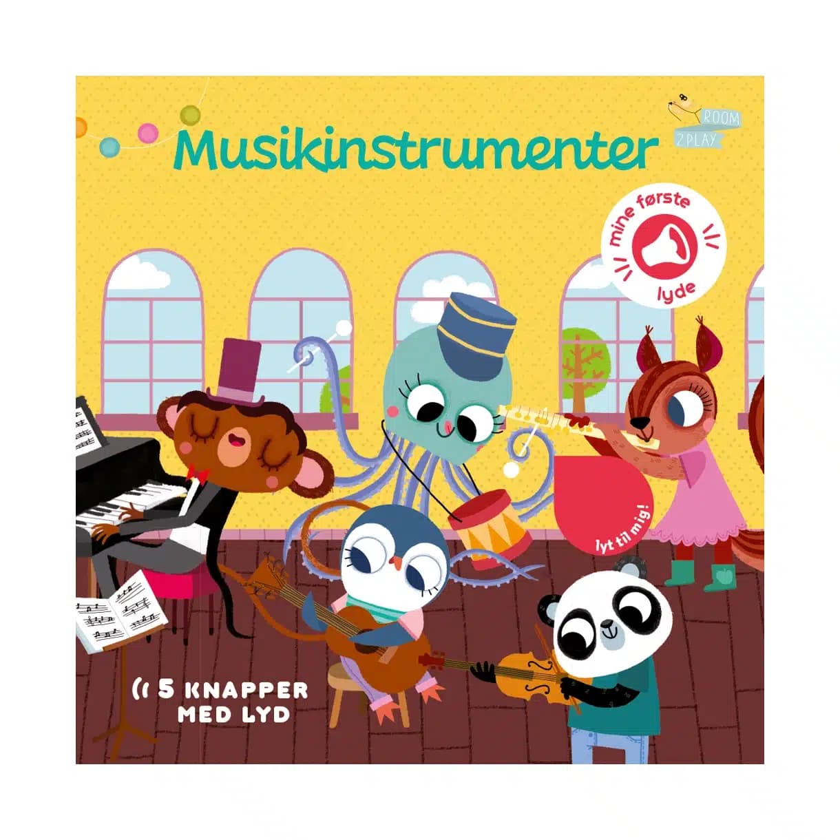 Forlaget Room2play / Pegebog med lyd / Musikinstrumenter