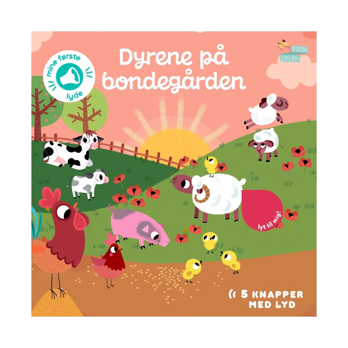 Forlaget Room2play / Pegebog med lyd / Dyrene på bondegården